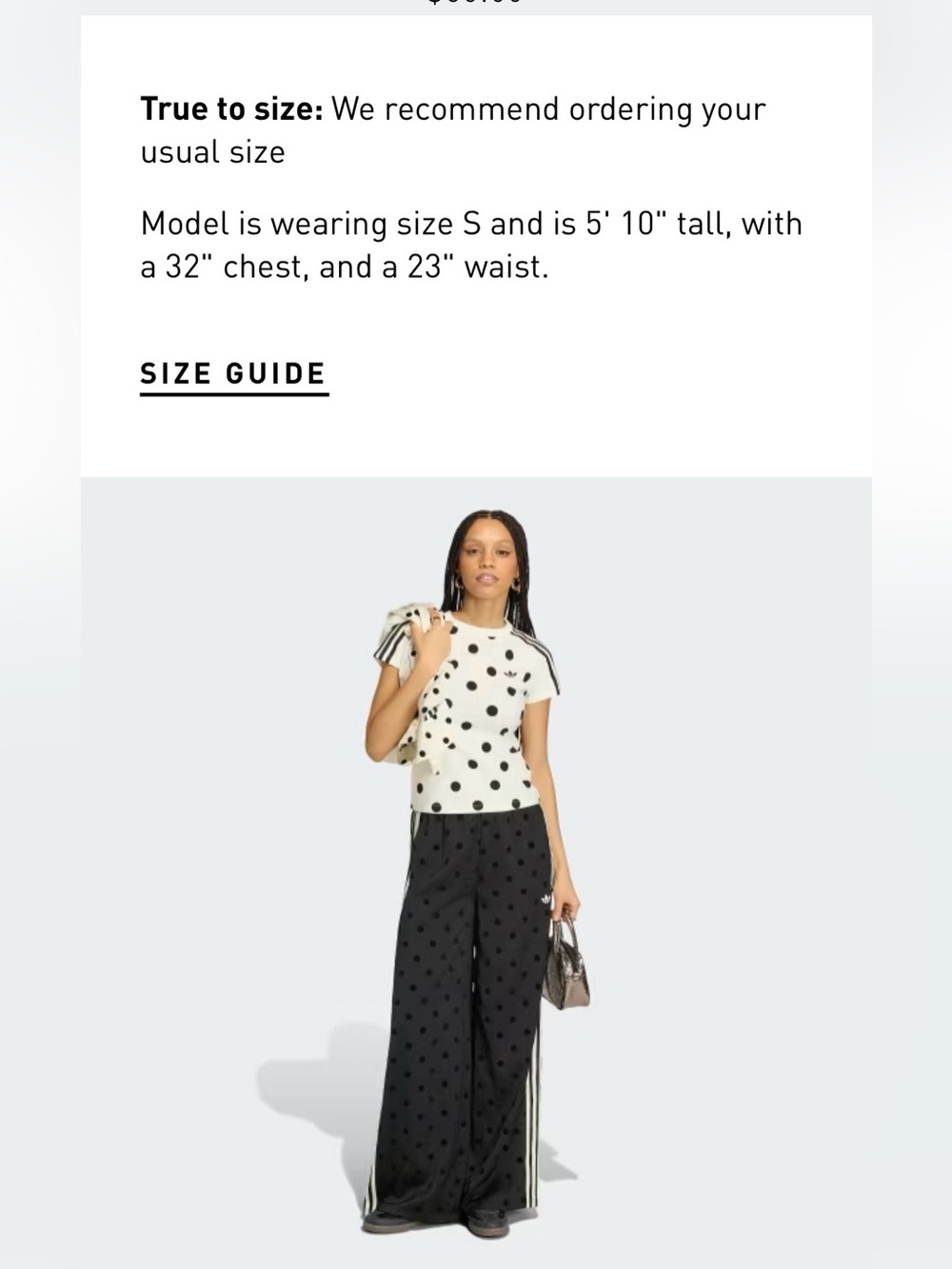 adidas Black Polka Dot Wide-Leg Track Pants with White Stripes - Picture 5 of 5